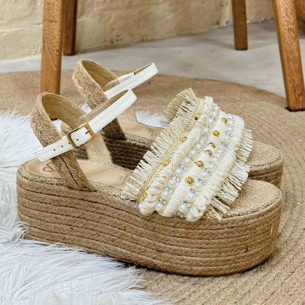 Sandalia Gladis en yute de Theory Shoes, vista adicional.