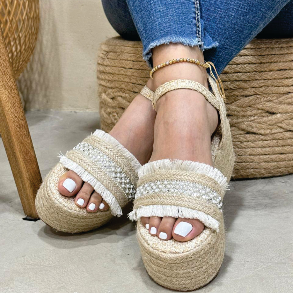 Sandalia Kelly en yute de Theory Shoes, vista adicional.