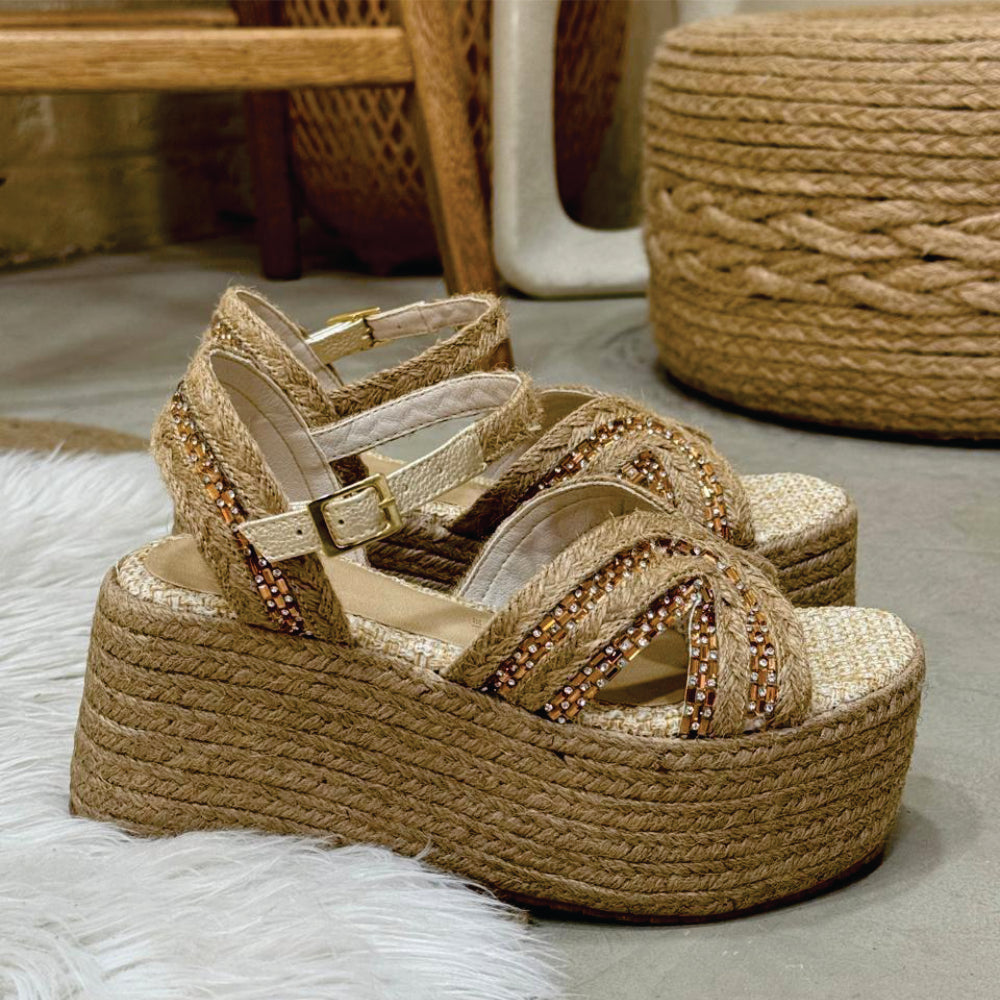Sandalia Zoe en yute de Theory Shoes, vista adicional.