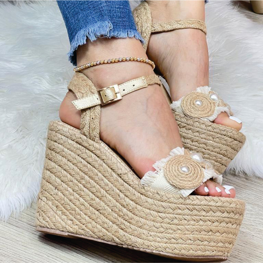 Sandalia Lyra en yute de Theory Shoes, vista adicional.