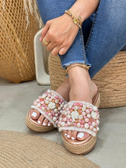 Sandalia Aurora en sintético oro rosa de Theory Shoes, vista adicional.