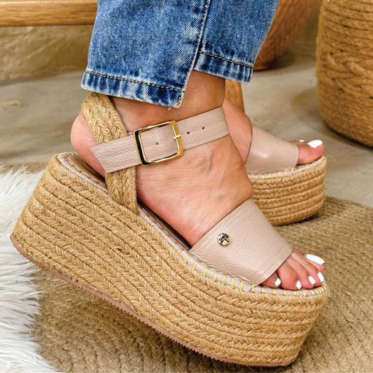 SANDALIA EN CUERO AMARA TAUPE