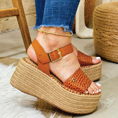 SANDALIA EN CUERO REBECA MIEL