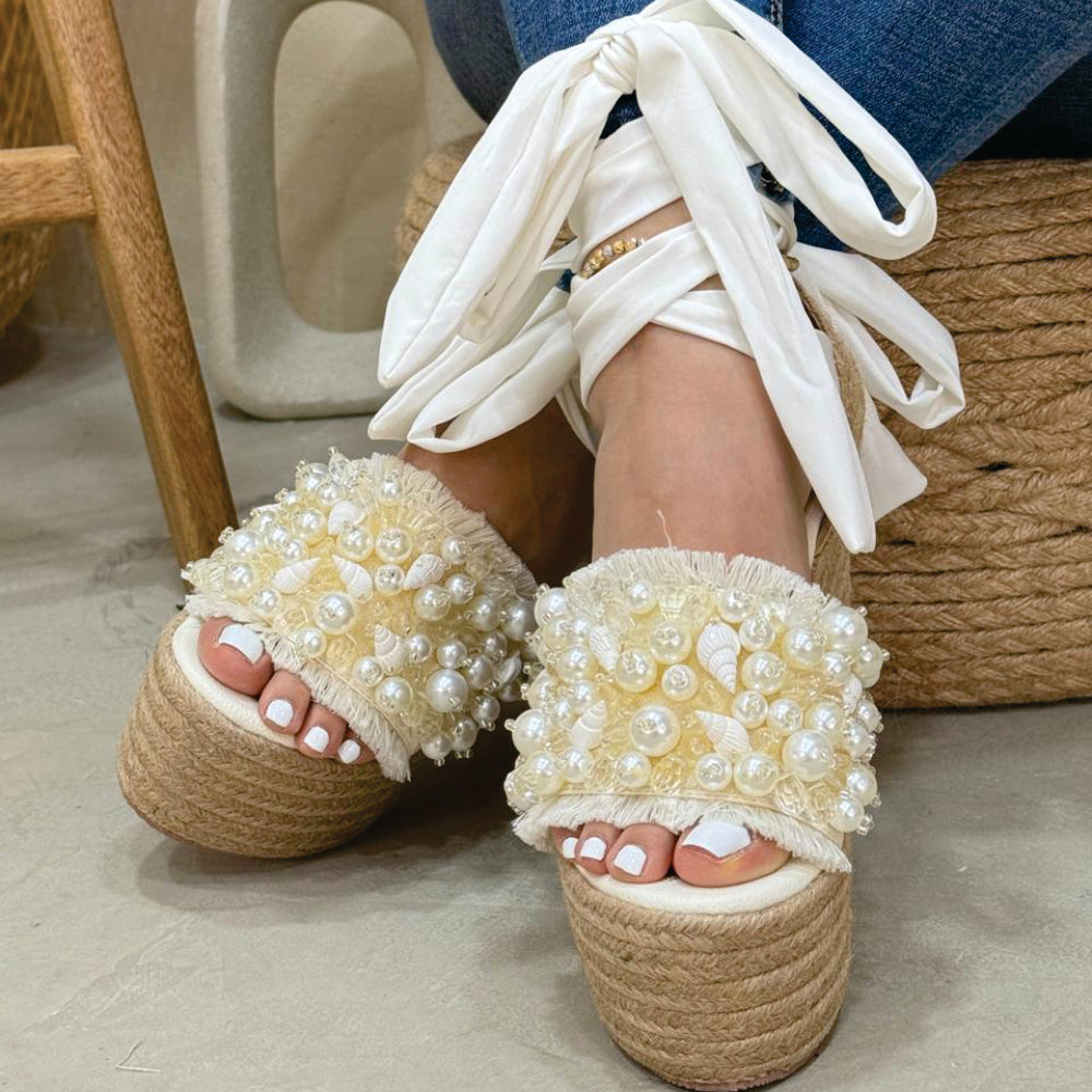 SANDALIA PLATAFORMA EN YUTE CORAL